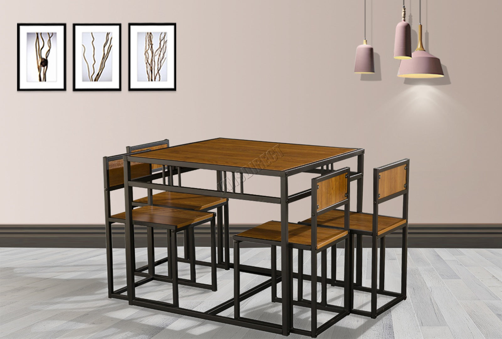 WestWood Dining Table and 4 Chairs Set WW-DS15 Walnut