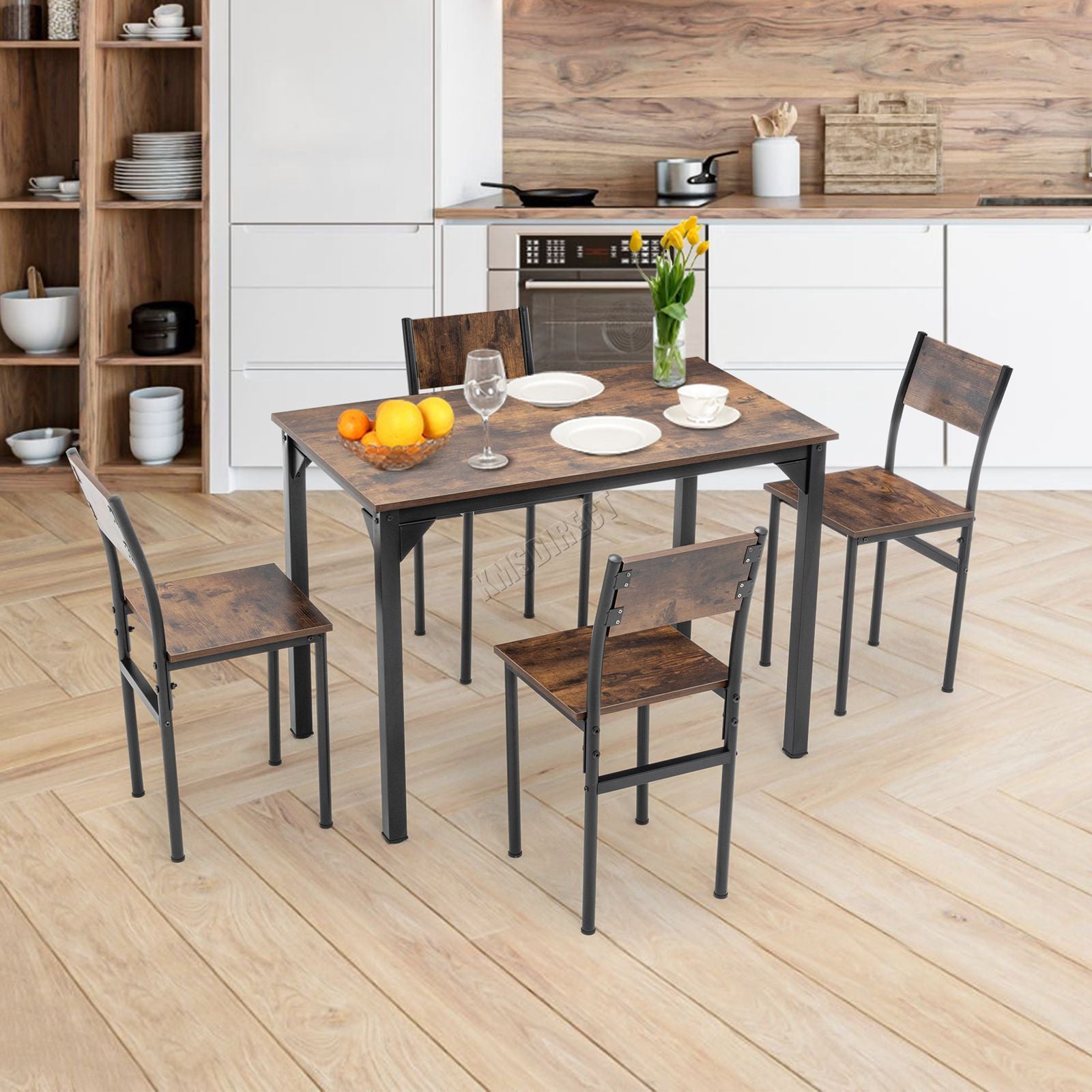 WestWood Compact Dining Table and 4 Chairs Set 5PCS