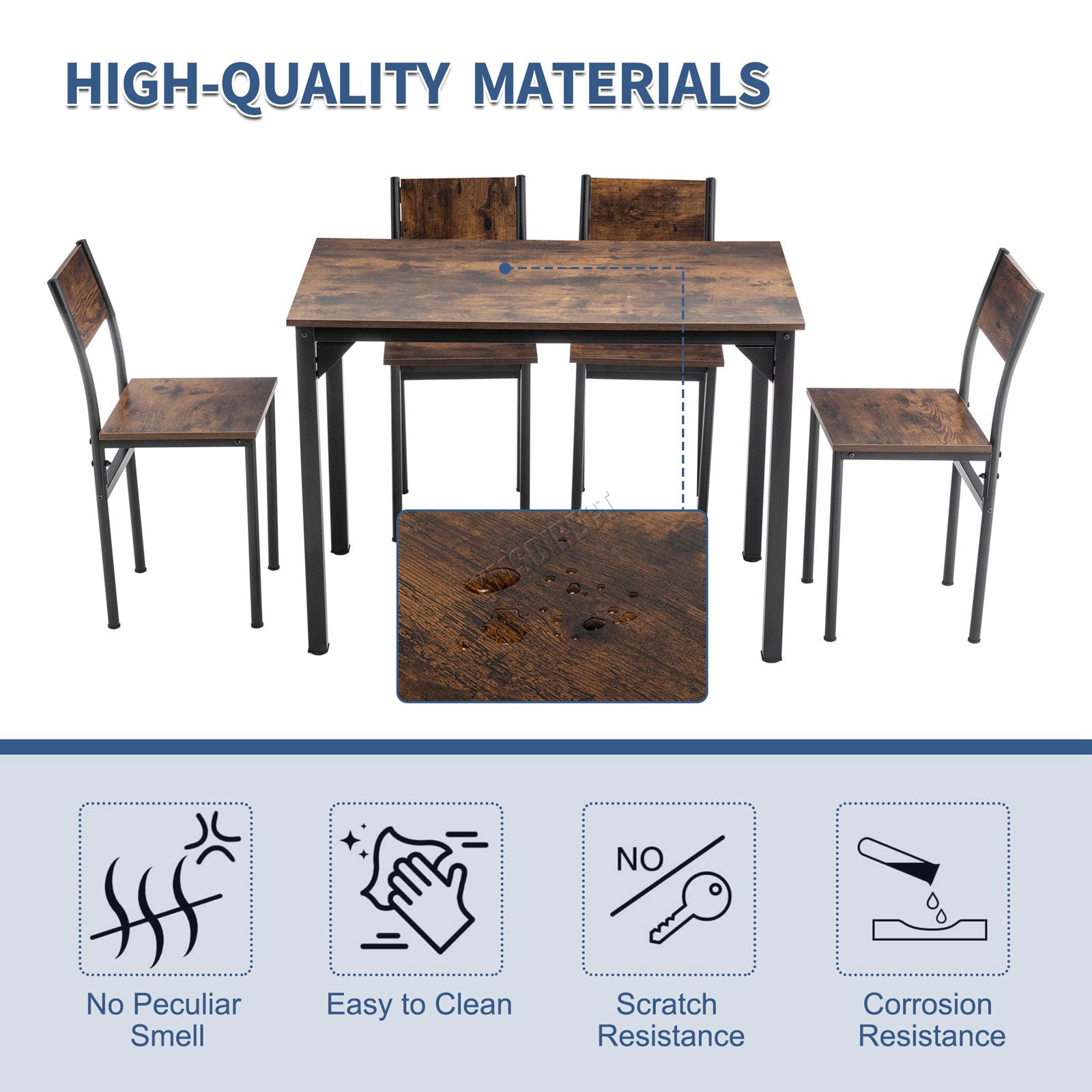 WestWood Compact Dining Table and 4 Chairs Set 5PCS