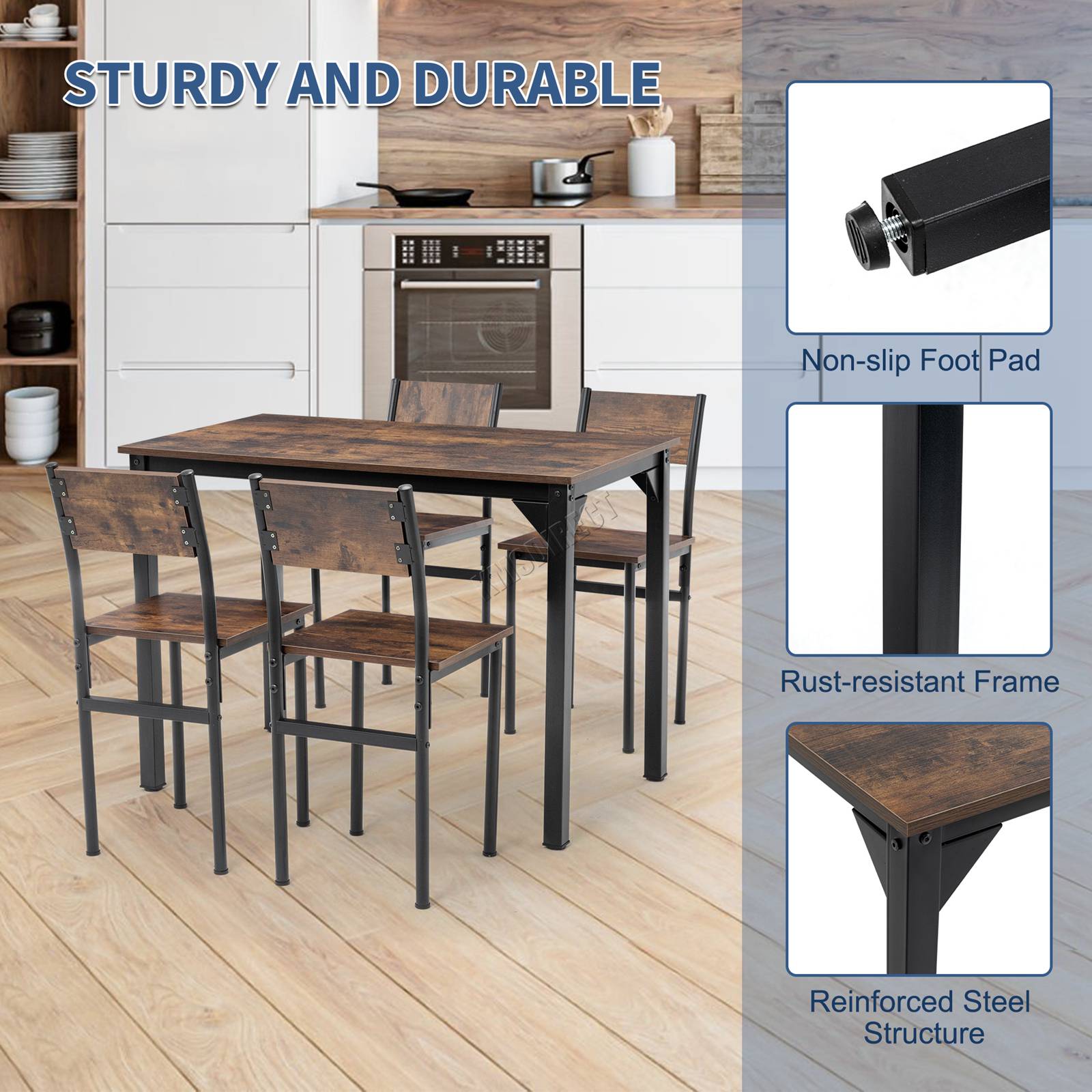 WestWood Compact Dining Table and 4 Chairs Set 5PCS