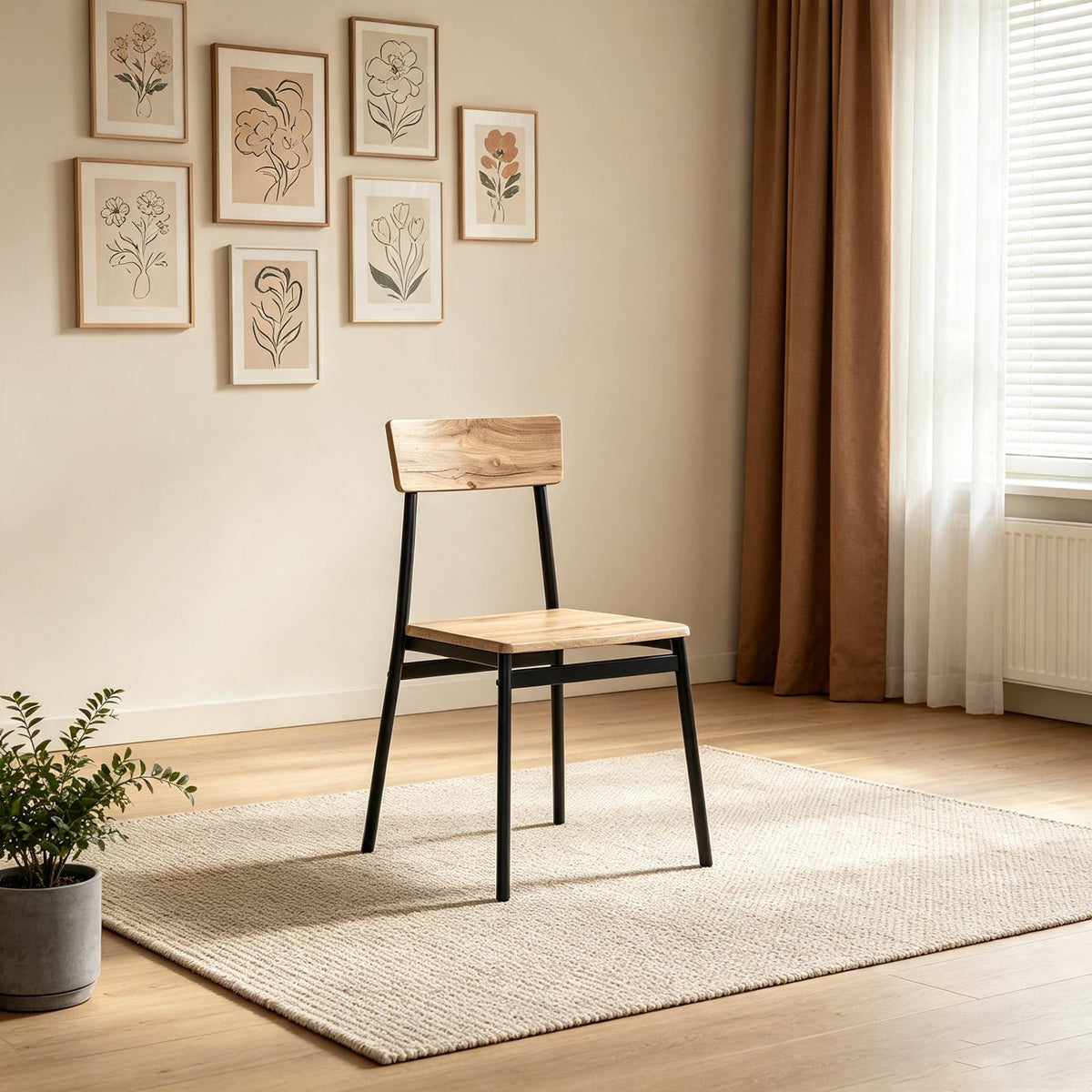 WestWood Modern Wooden Dining Table with 4 Chairs Set Kitchen Industrial Frame