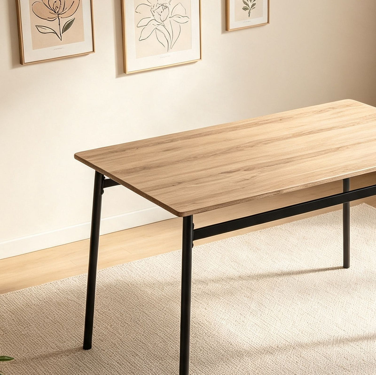 WestWood Modern Wooden Dining Table with 4 Chairs Set Kitchen Industrial Frame