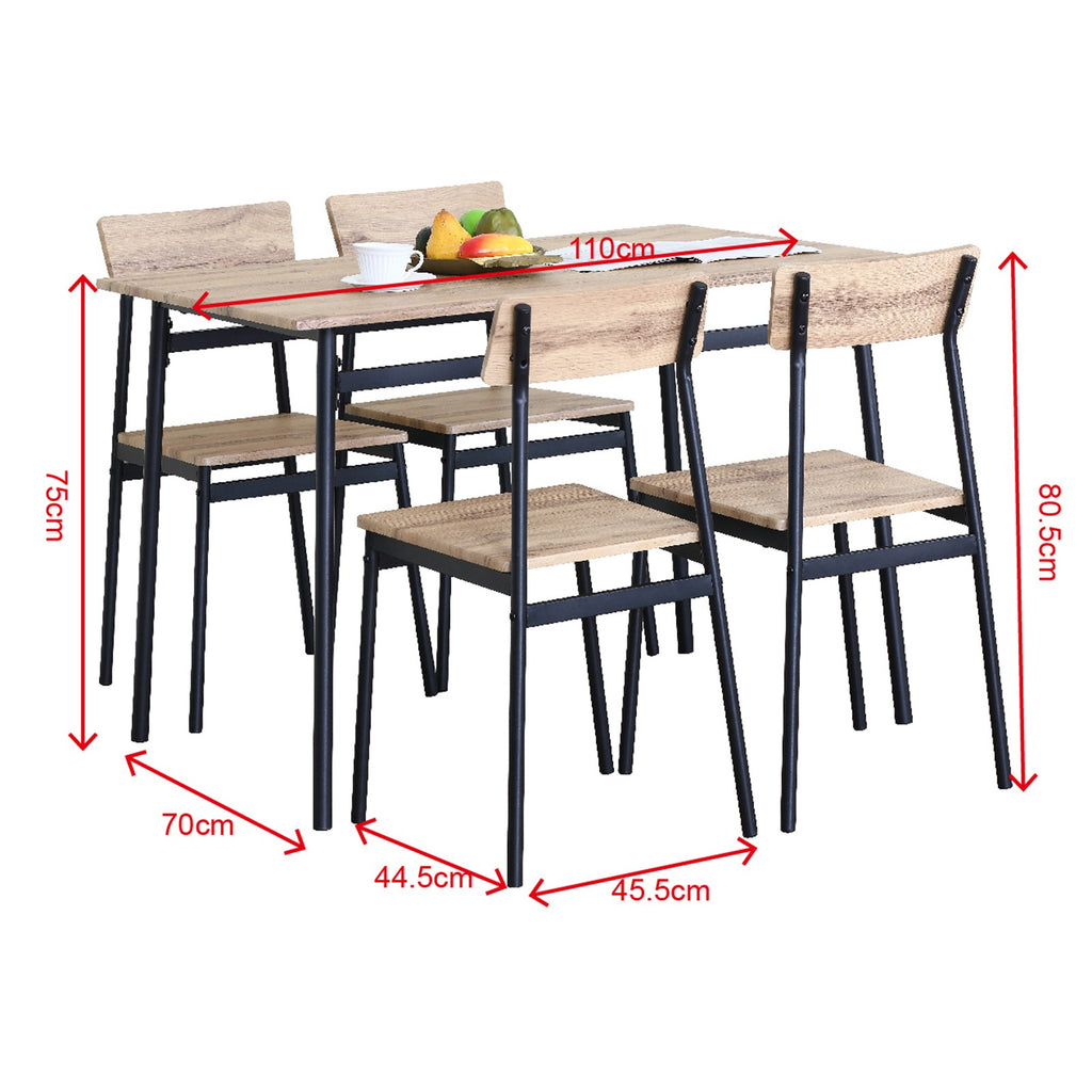WestWood Modern Wooden Dining Table with 4 Chairs Set Kitchen Industrial Frame