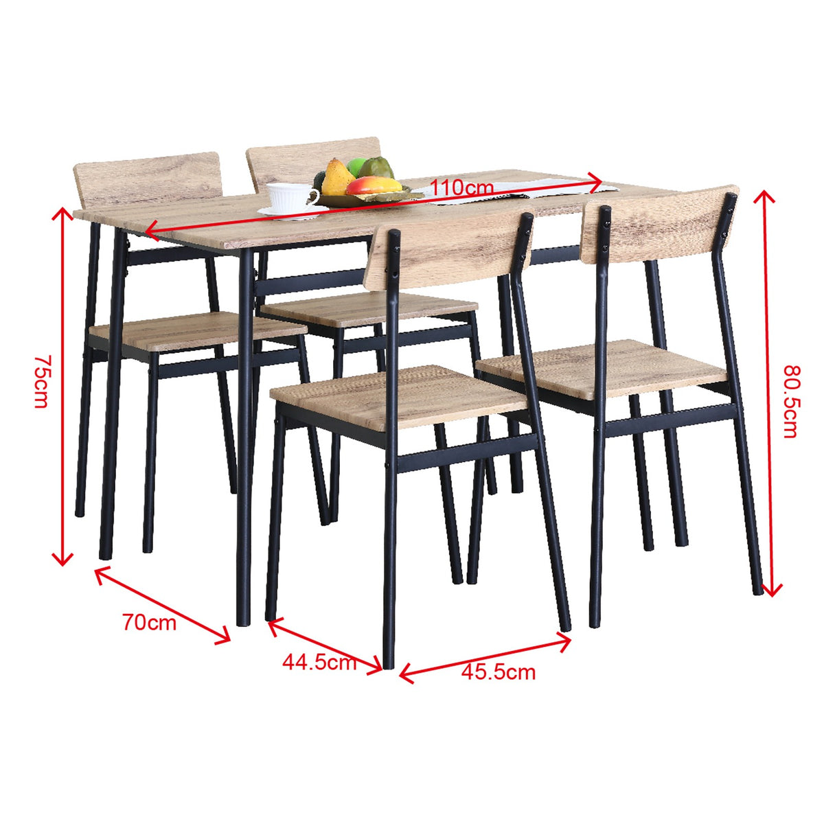 WestWood Modern Wooden Dining Table with 4 Chairs Set Kitchen Industrial Frame