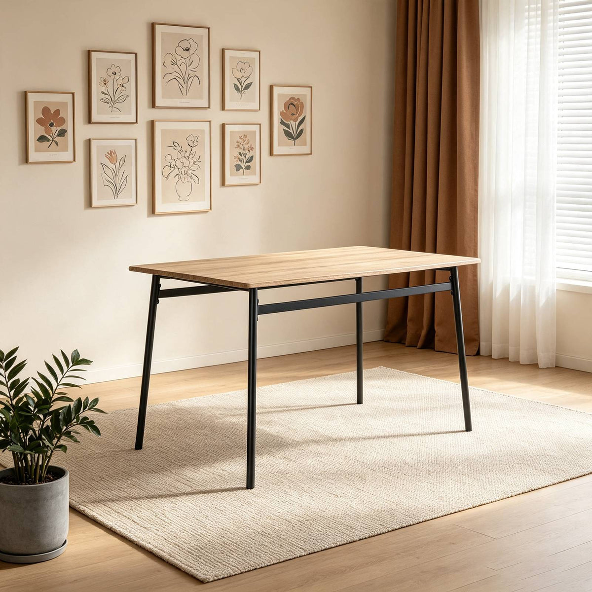 WestWood Modern Wooden Dining Table with 4 Chairs Set Kitchen Industrial Frame