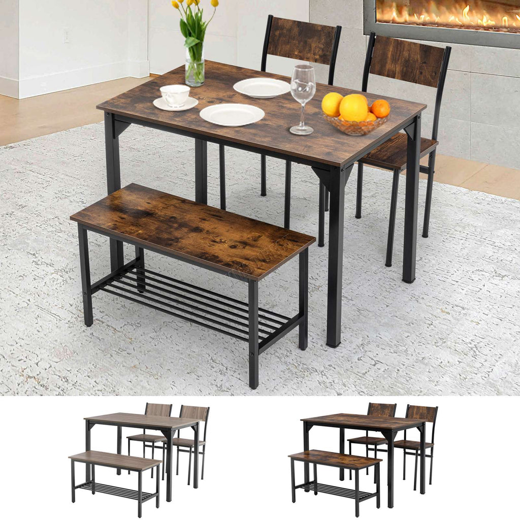 WestWood Compact Dining Table and 2 Chairs 1 Bench Set 4PCS