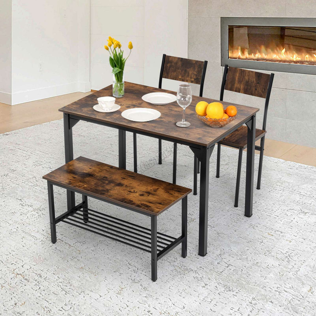 WestWood Compact Dining Table and 2 Chairs 1 Bench Set 4PCS