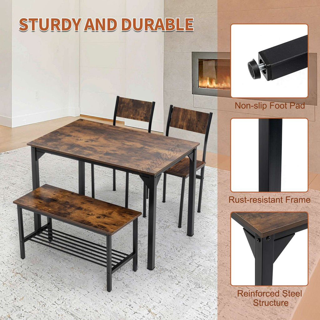 WestWood Compact Dining Table and 2 Chairs 1 Bench Set 4PCS