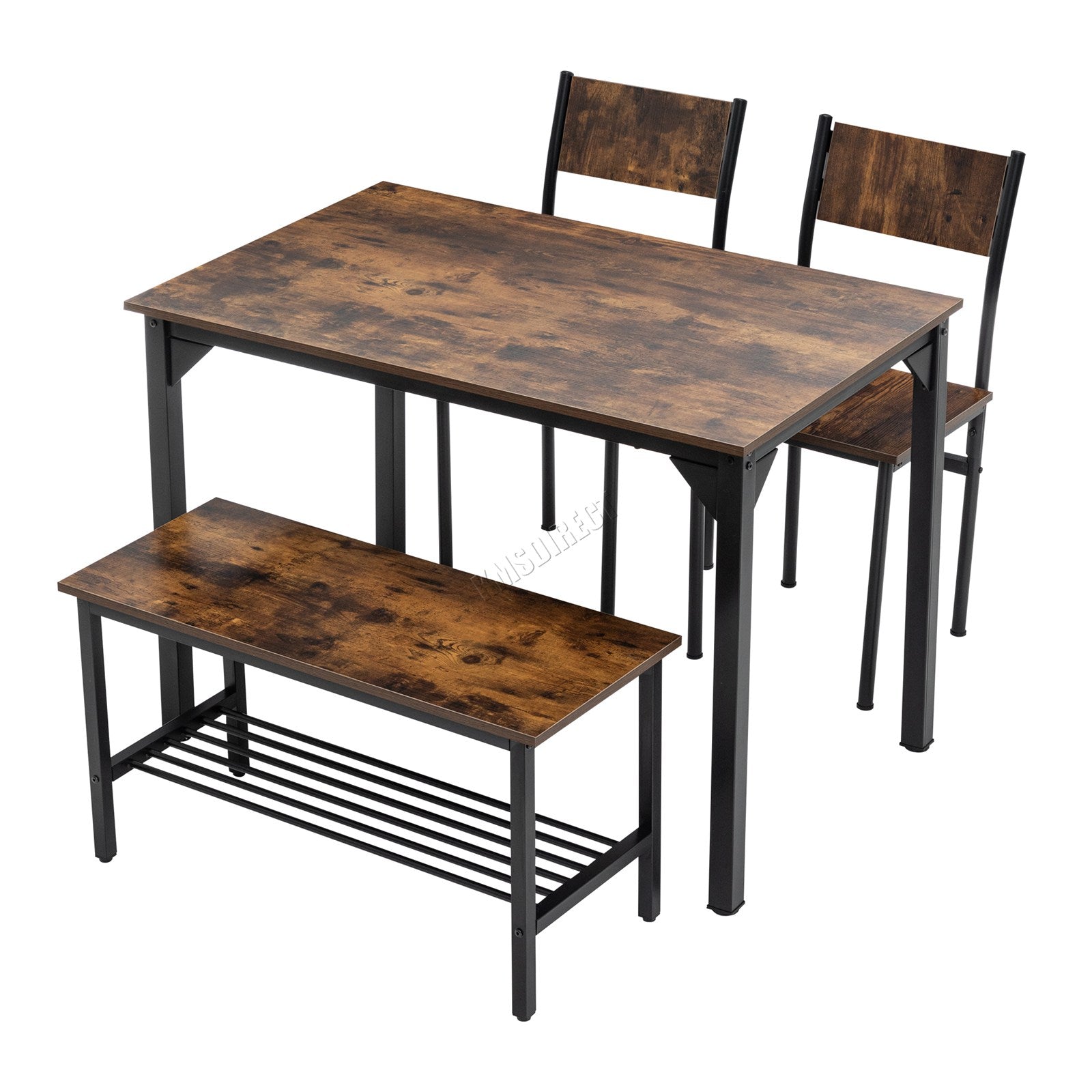 WestWood Compact Dining Table and 2 Chairs 1 Bench Set 4PCS