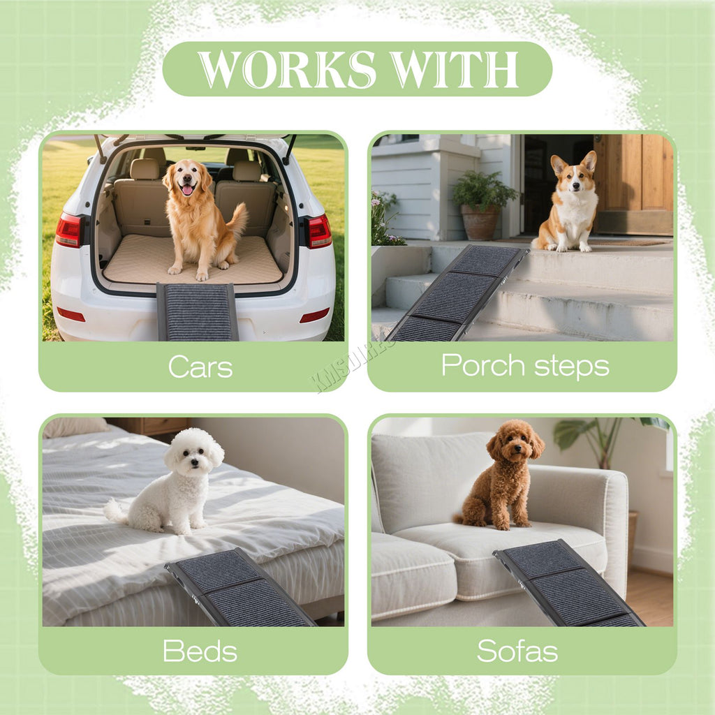 PawHaven Folding Dog Ramp Non-Slip Pet Ramp for Car Bed Sofa SUV