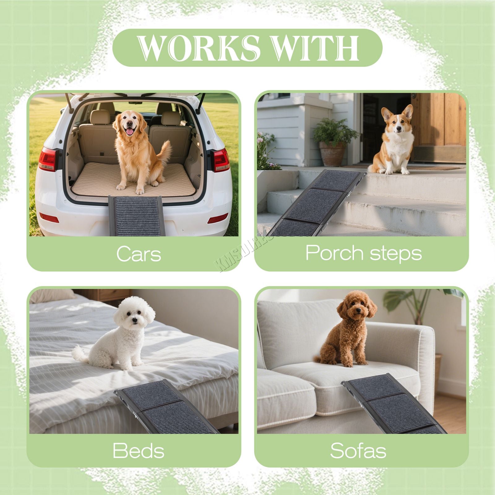 PawHaven Folding Dog Ramp Non-Slip Pet Ramp for Car Bed Sofa SUV
