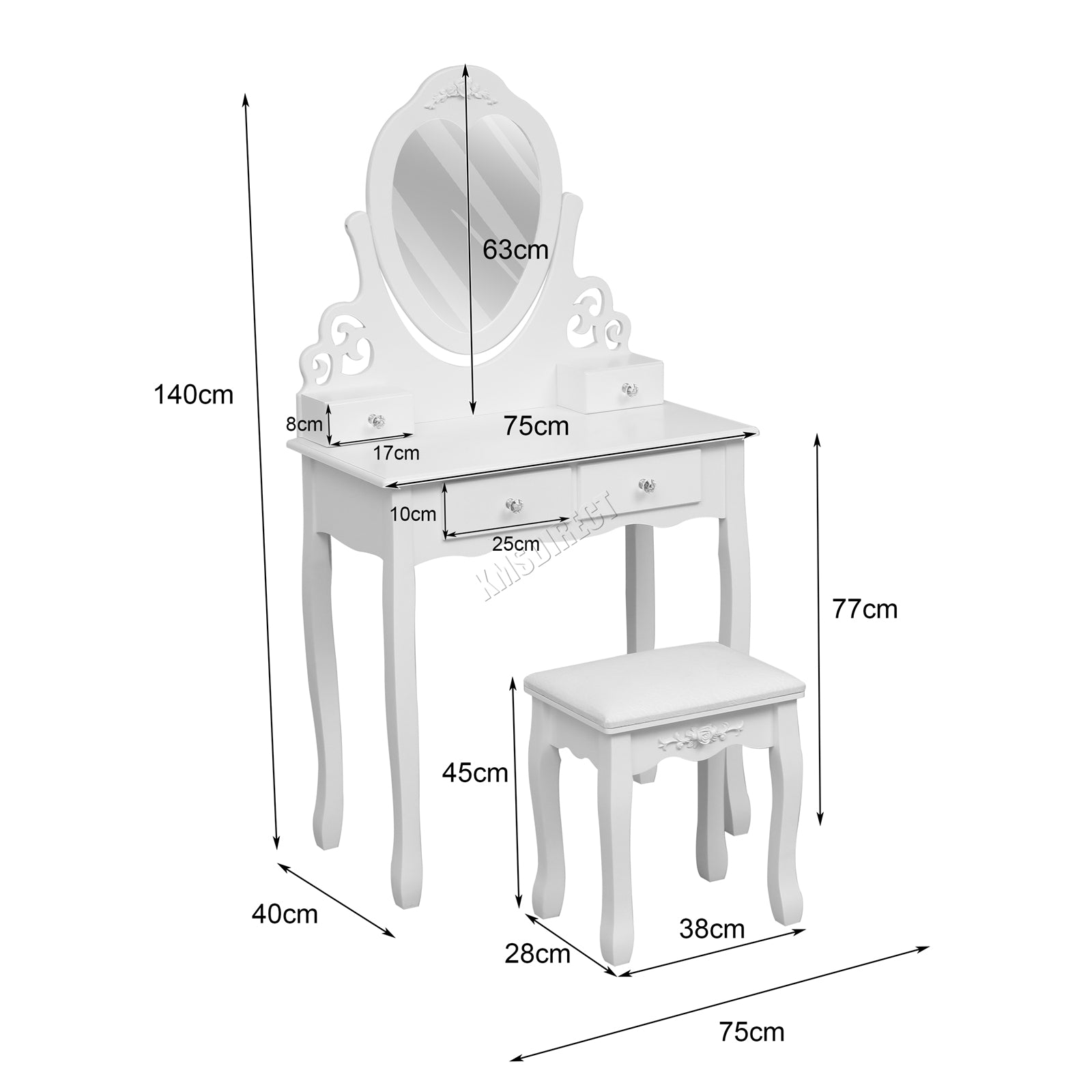 WestWood Dressing Table DT16 White