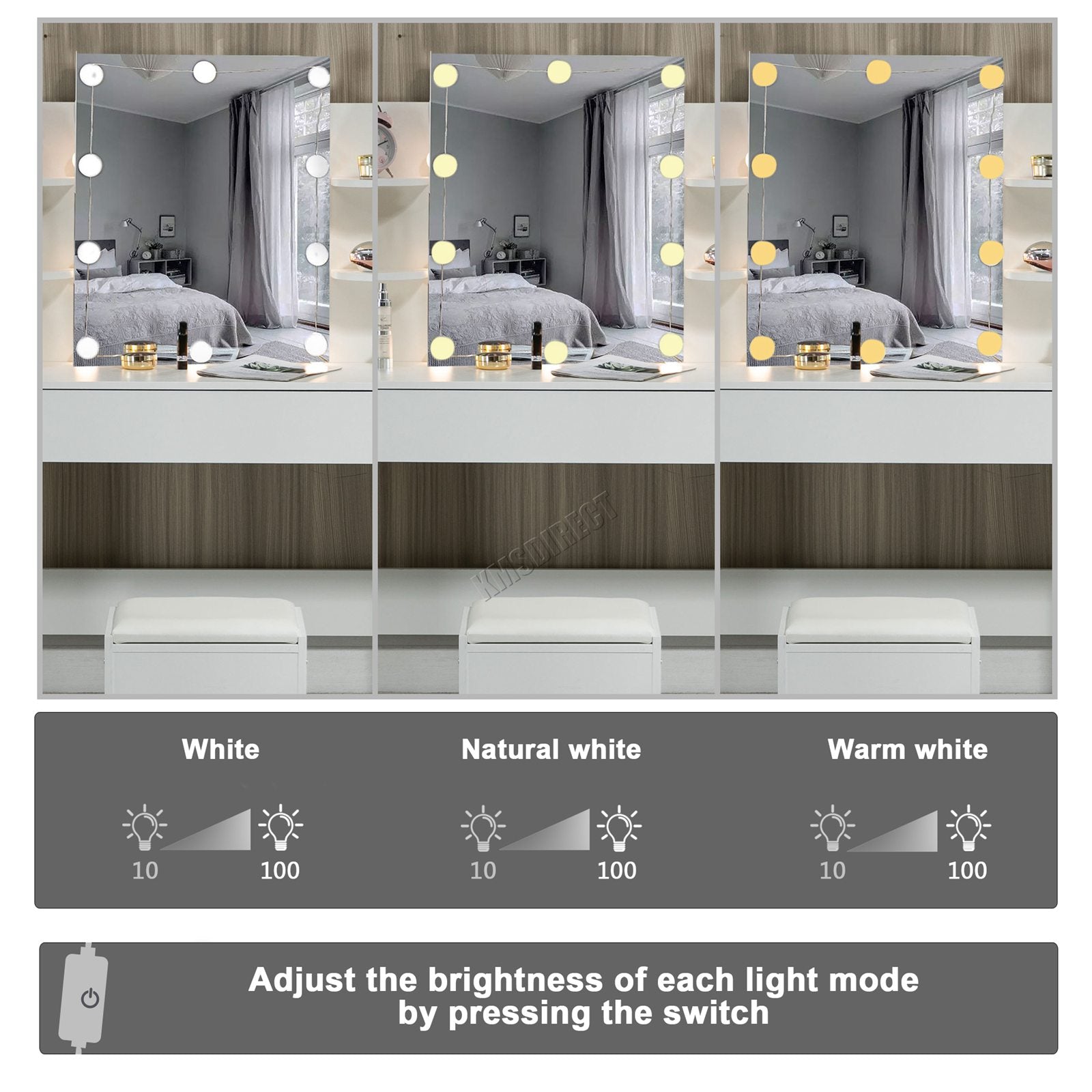 Westwood Dressing Table -With Ten LED Lights
