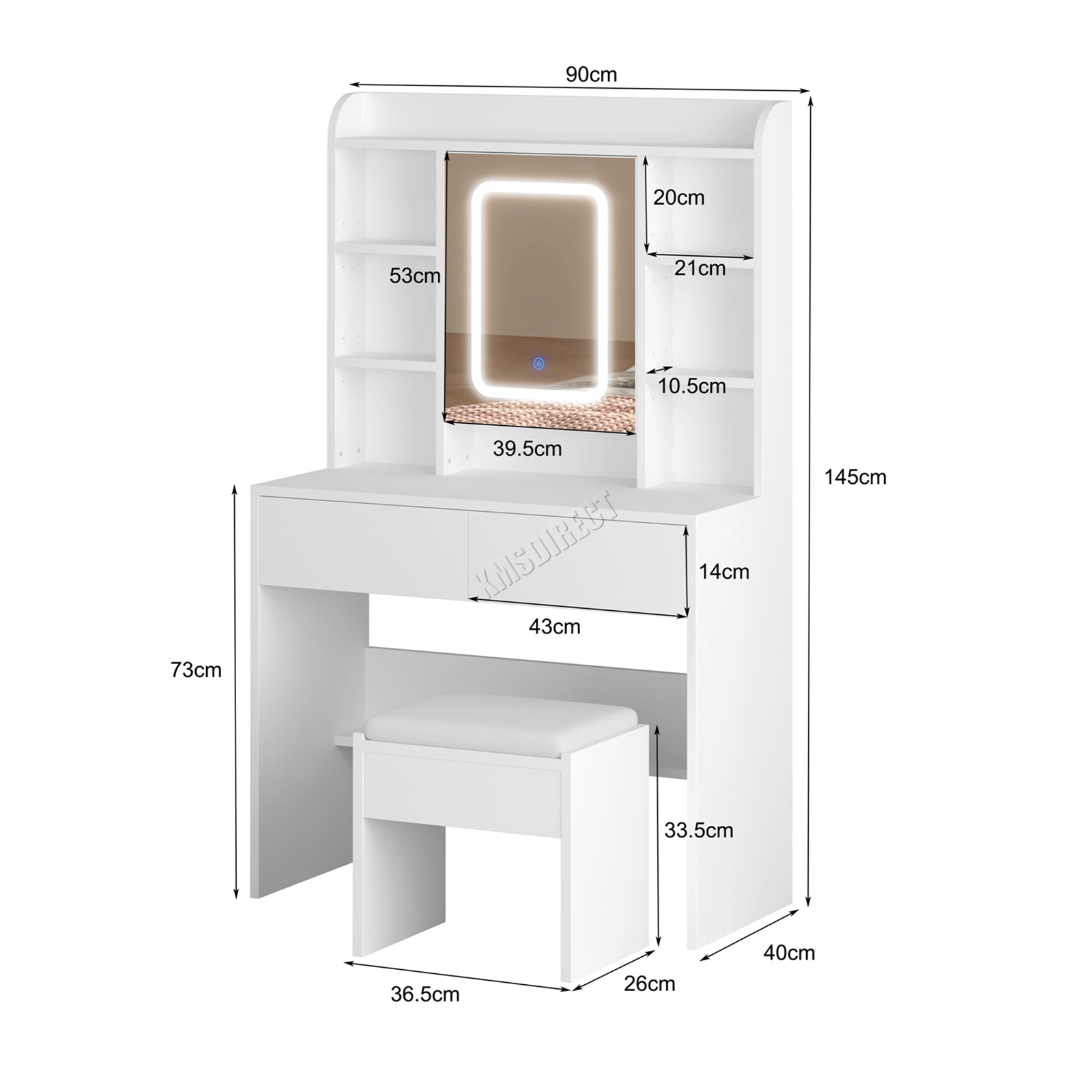 WestWood All Purpose White Dressing Table