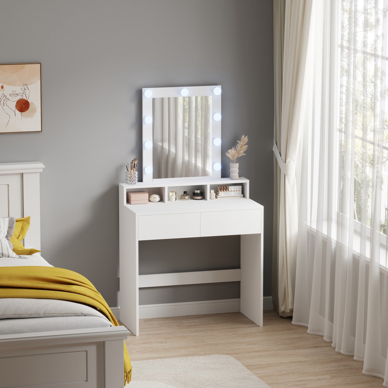 WestWood Minimalist White Dressing Table