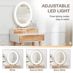 WestWood White Dressing Table with Oval Mirror