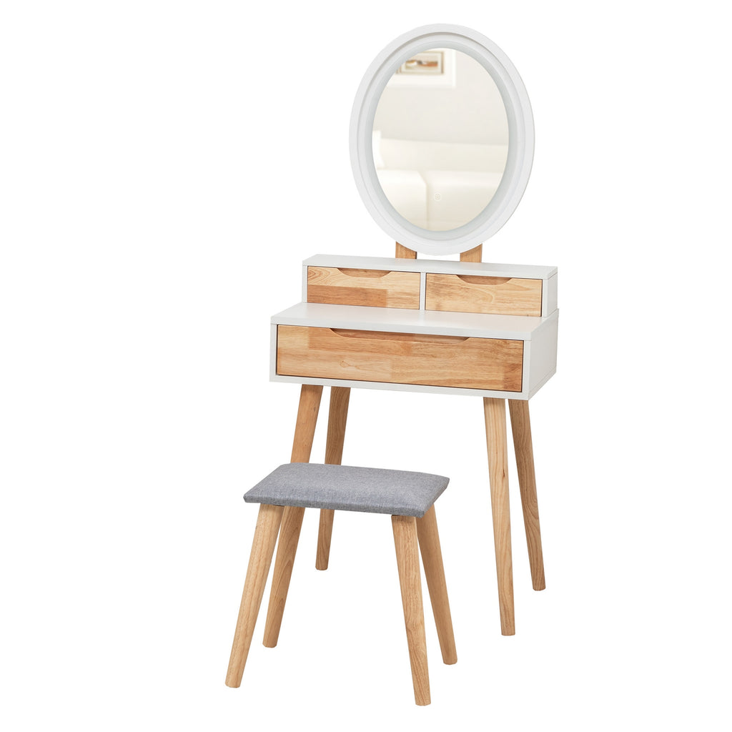 WestWood White Dressing Table with Oval Mirror
