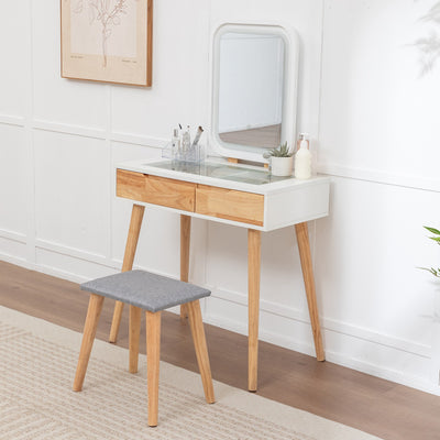 WestWood White Dressing Table, Solid Wood Legs