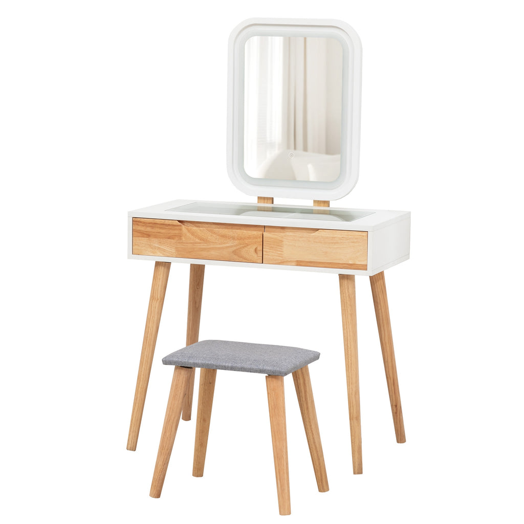 WestWood White Dressing Table, Solid Wood Legs