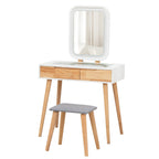 WestWood White Dressing Table, Solid Wood Legs