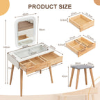 WestWood White Dressing Table, Solid Wood Legs
