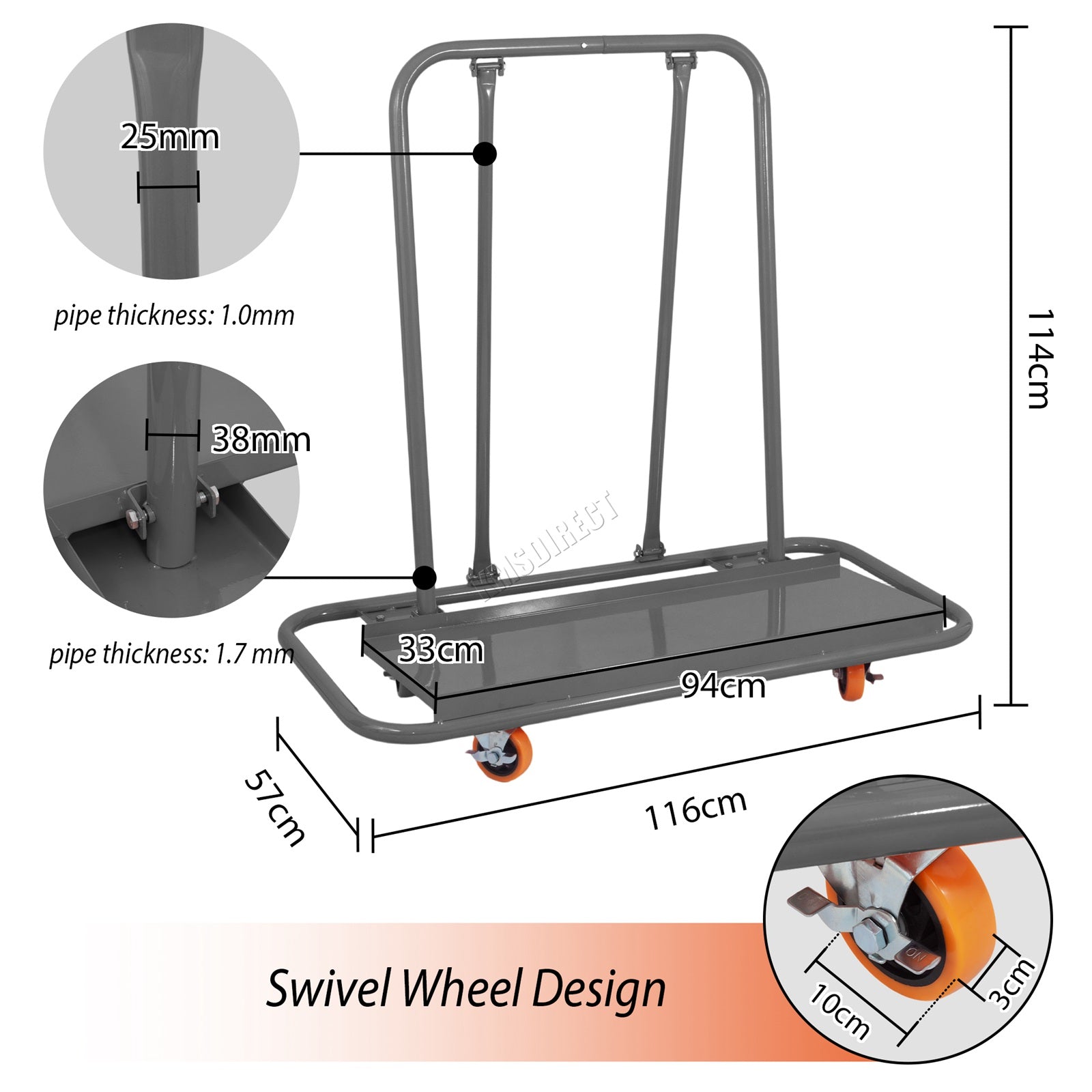 SwitZer Drywall & Plasterboard Trolley 2200lbs