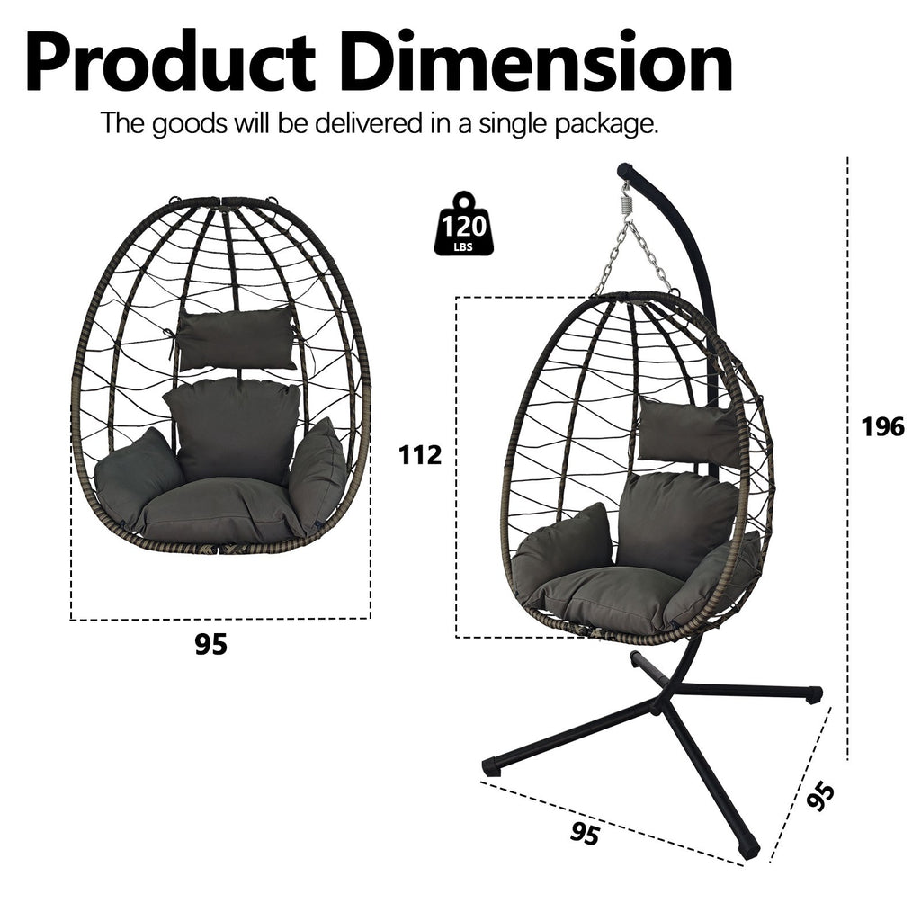 BIRCHTREE Hanging Egg Chair With Stand Garden Swing Hammock