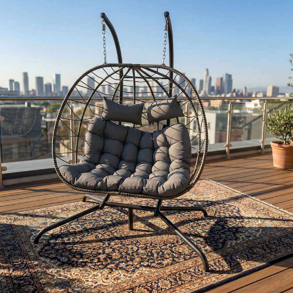 BIRCHTREE Hanging Egg Chair With Stand Garden Swing Hammock