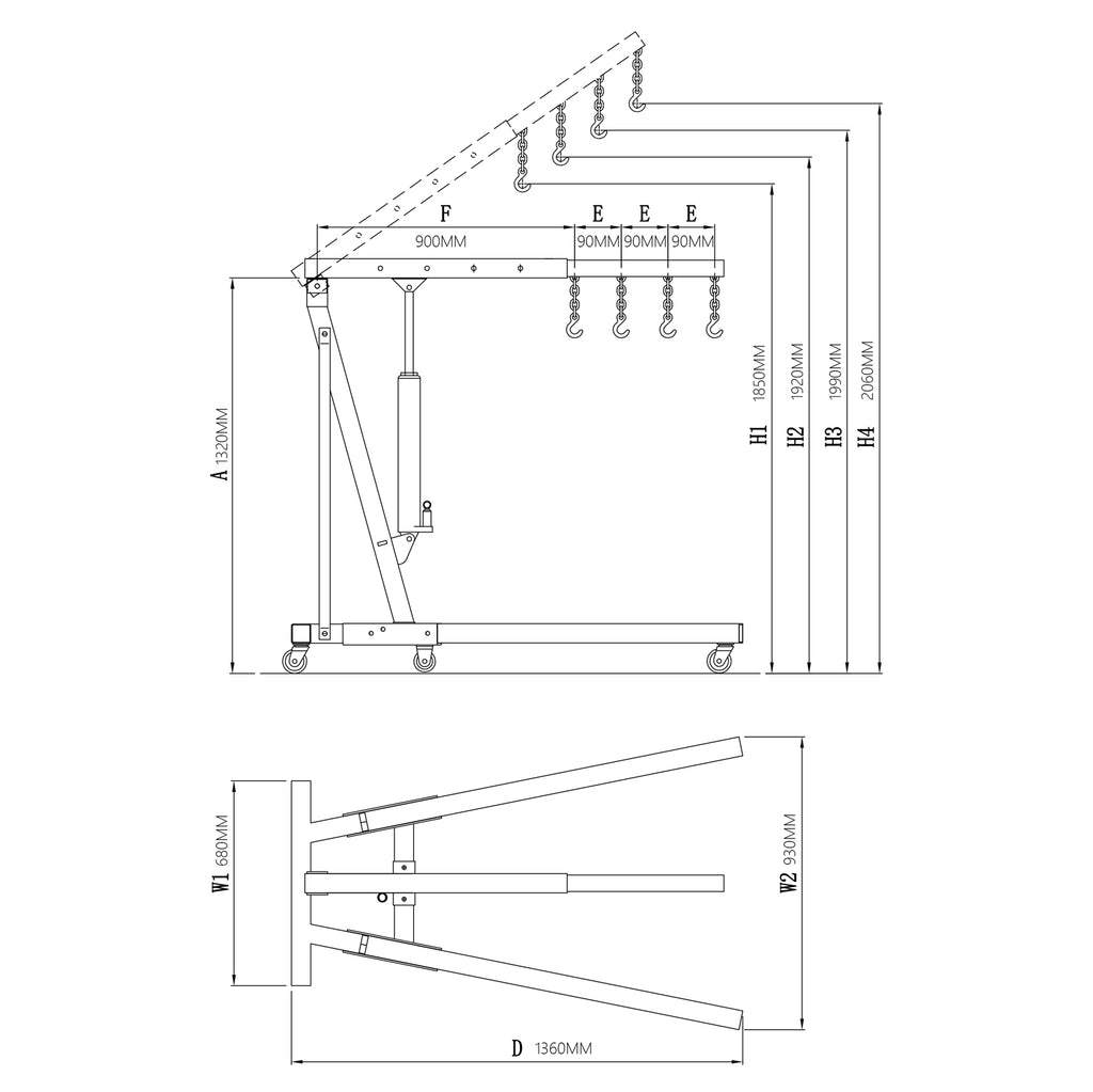 Switzer 1-ton Hydraulic Folding Engine Crane