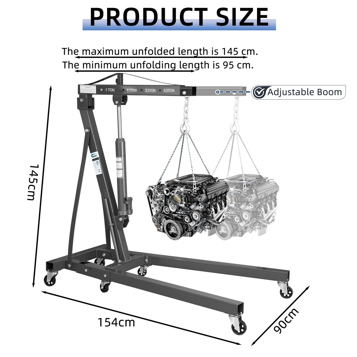 SwitZer 1 Ton Foldable Hydraulic Engine Crane Hoist