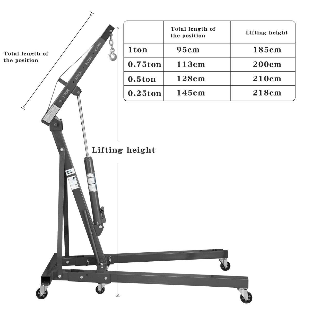 SwitZer 1 Ton Foldable Hydraulic Engine Crane Hoist
