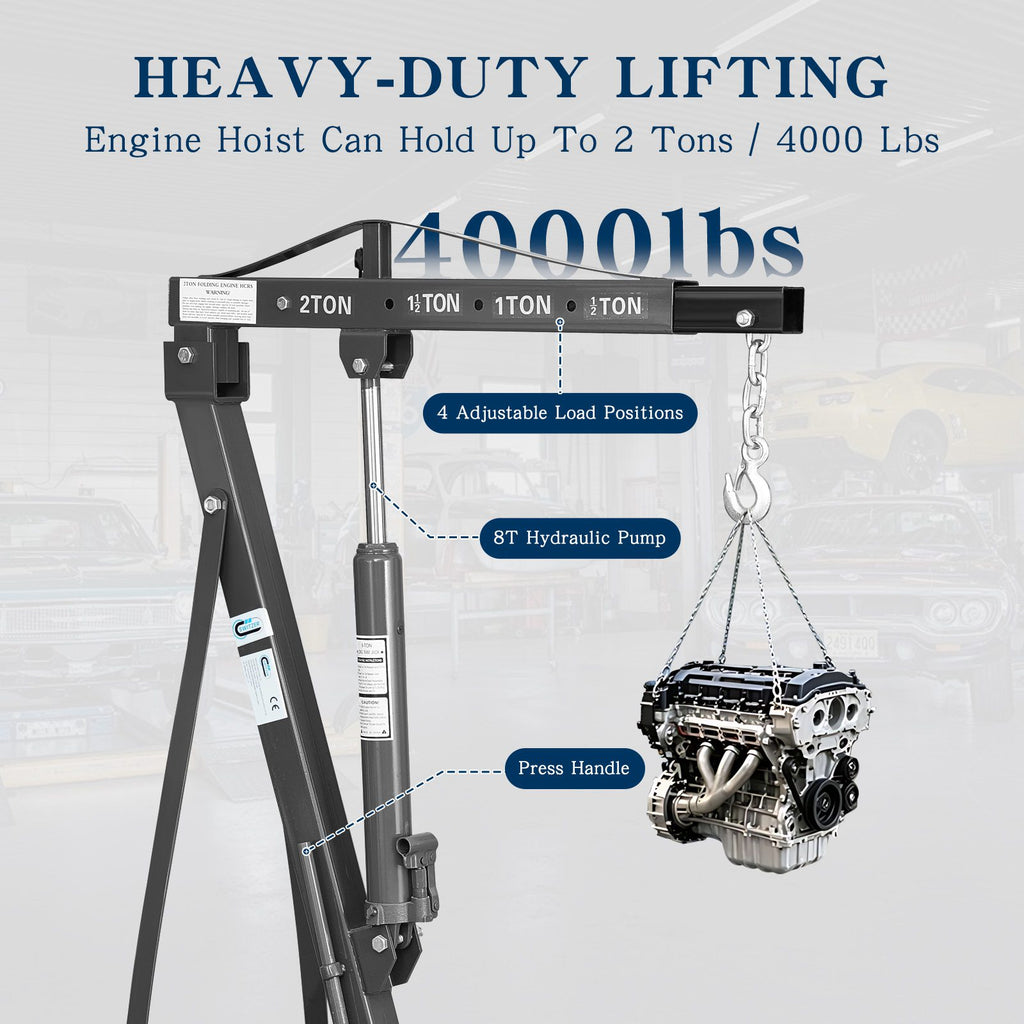 SwitZer 2 Ton Foldable Hydraulic Engine Crane Hoist