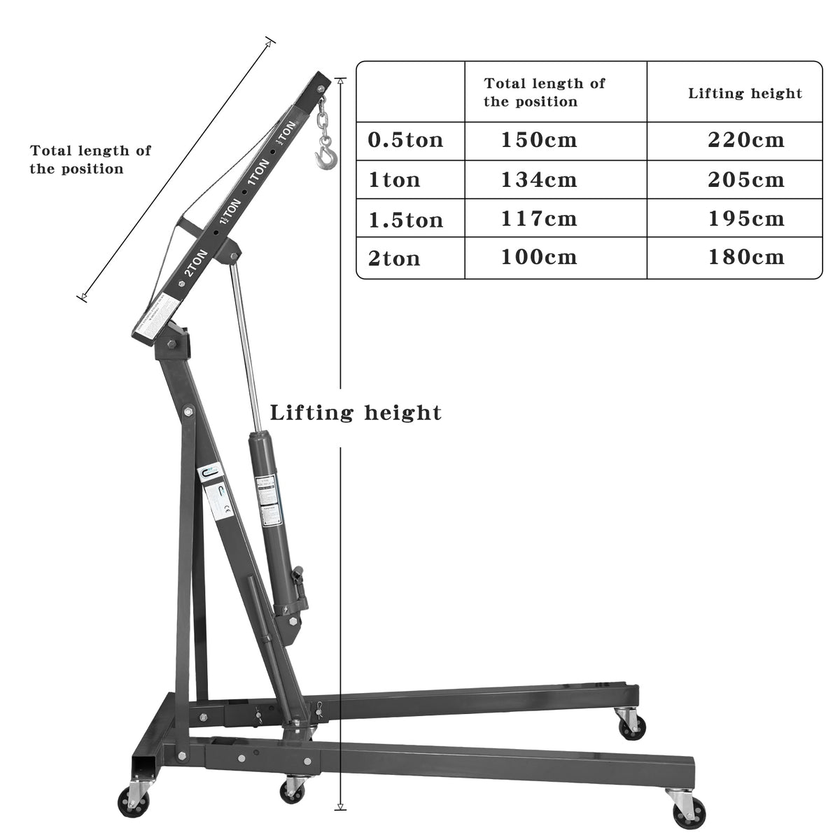 SwitZer 2 Ton Foldable Hydraulic Engine Crane Hoist