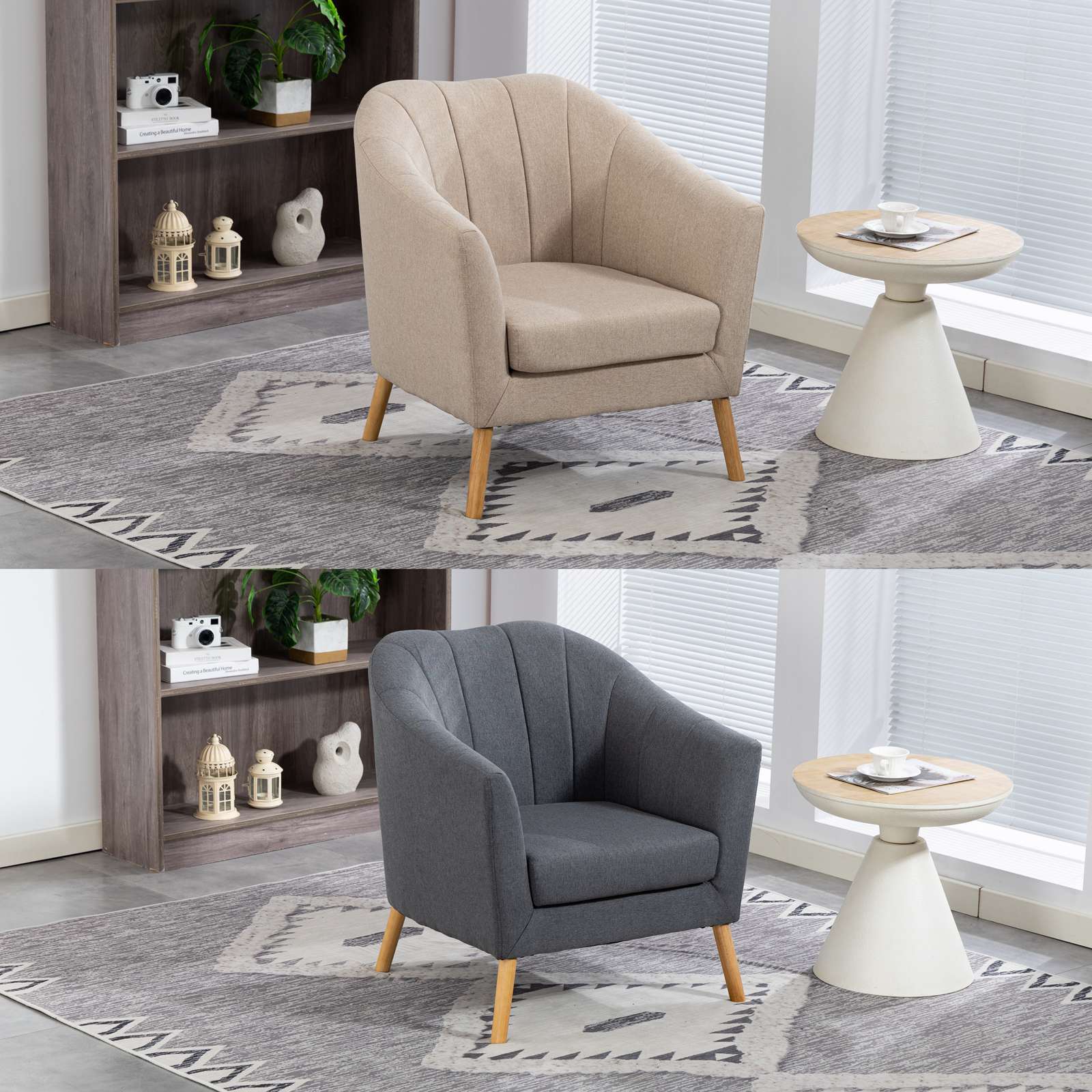 WestWood Modern Tub Chair, Upholstered Arm Chair Comfy Single Sofa