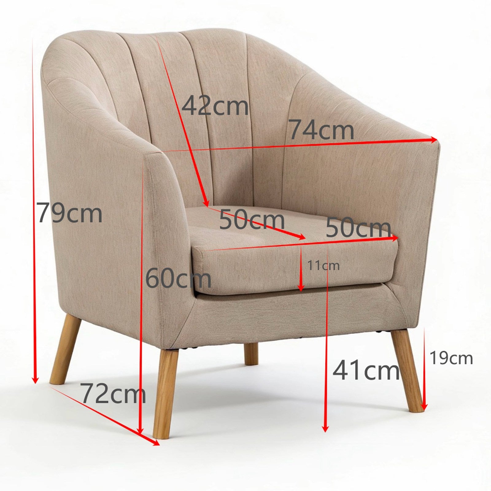 WestWood Modern Tub Chair, Upholstered Arm Chair Comfy Single Sofa