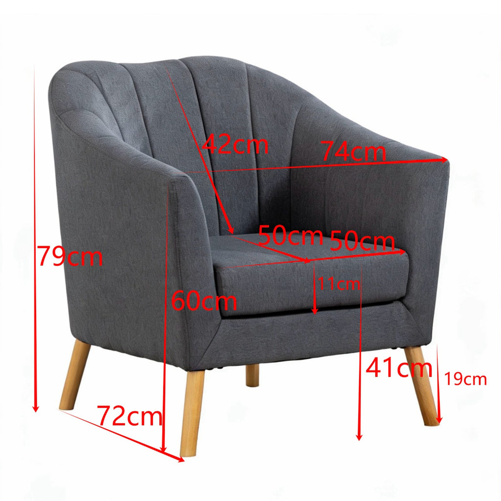 WestWood Modern Tub Chair, Upholstered Arm Chair Comfy Single Sofa