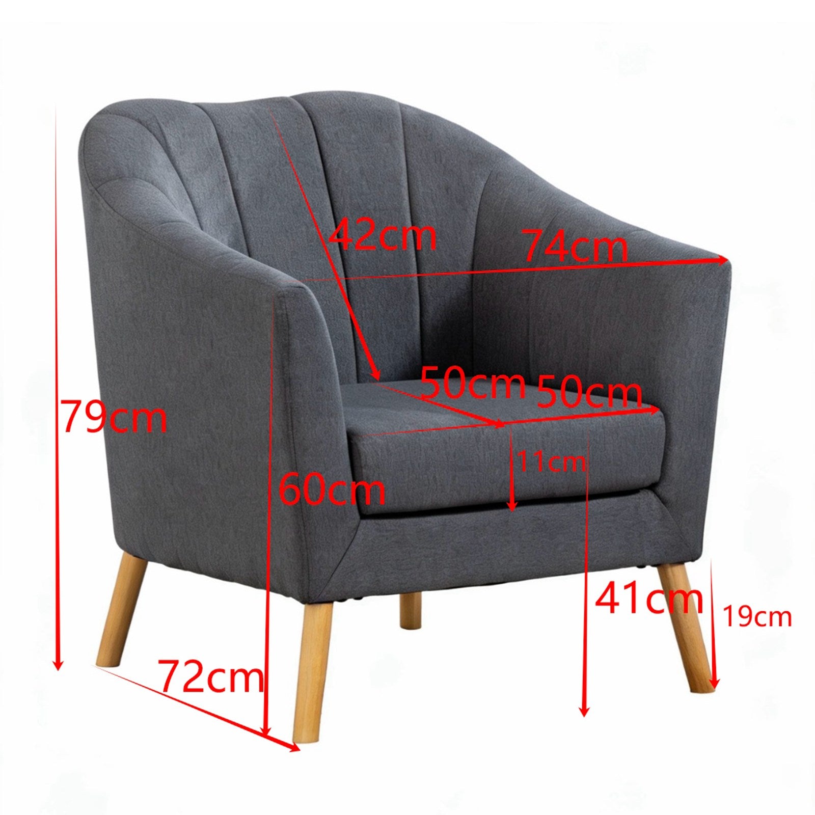 WestWood Modern Tub Chair, Upholstered Arm Chair Comfy Single Sofa