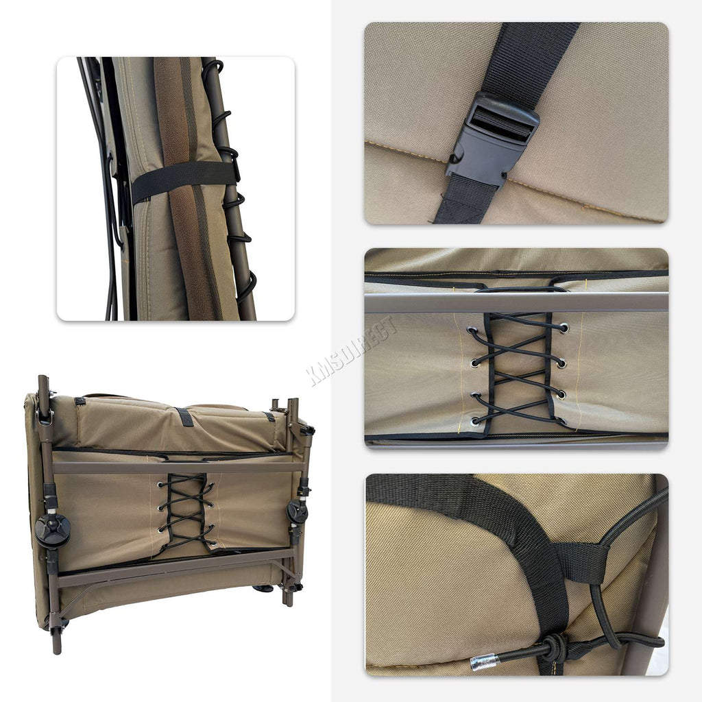 CARPZILLA 215 x 95cm Fishing Bed Wide 6 Legs Camo