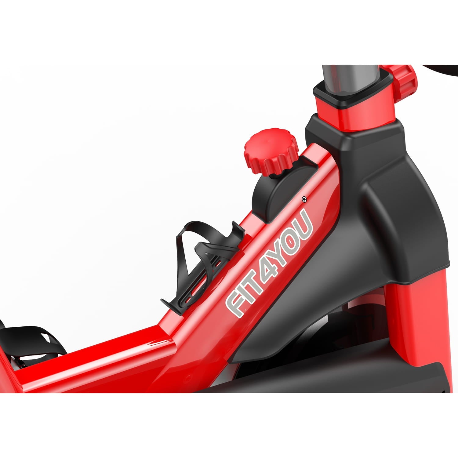 Red and black fitness bike with 'Fit4You' branding on a white background