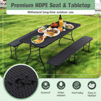 BIRCHTREE Folding Picnic Table and Bench Set 6FT 3 Piece