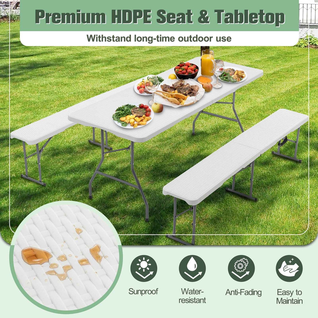 BIRCHTREE Folding Picnic Table and Bench Set 6FT 3 Piece