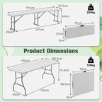 BIRCHTREE Folding Picnic Table and Bench Set 6FT 3 Piece