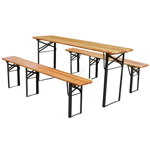 Birchtree Trestle Folding Beer Table & Bench Set