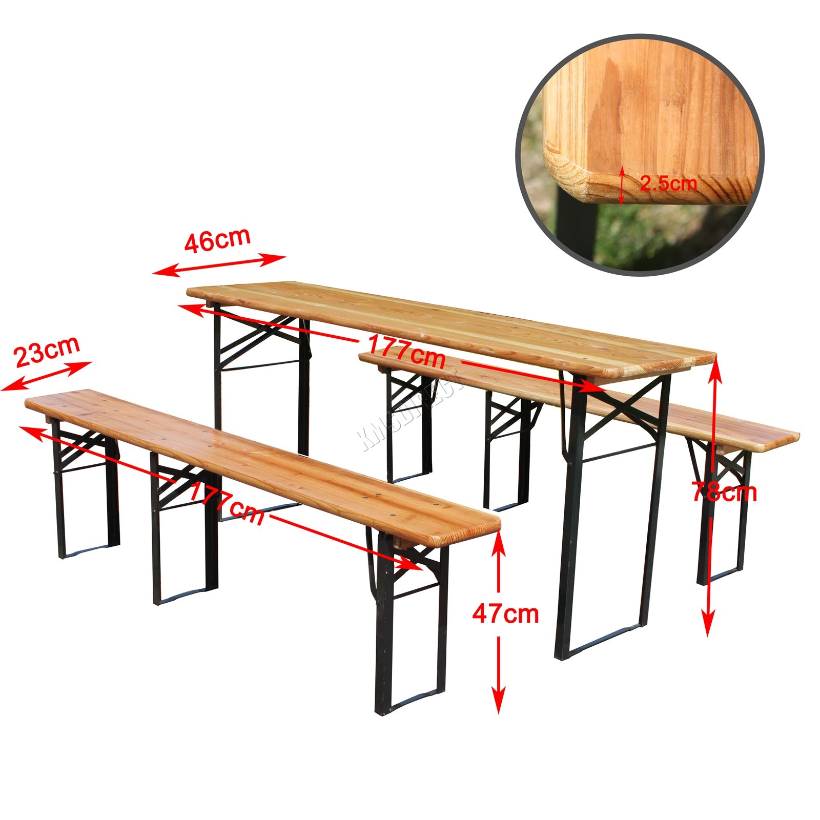Birchtree Trestle Folding Beer Table & Bench Set