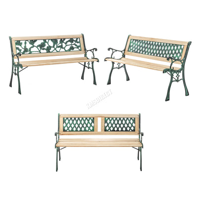 BIRCHTREE Garden Bench 3 Seater Cast Iron Legs