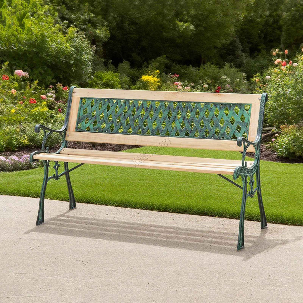 BIRCHTREE Garden Bench 3 Seater Cast Iron Legs