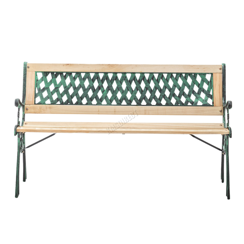 BIRCHTREE Garden Bench 3 Seater Cast Iron Legs