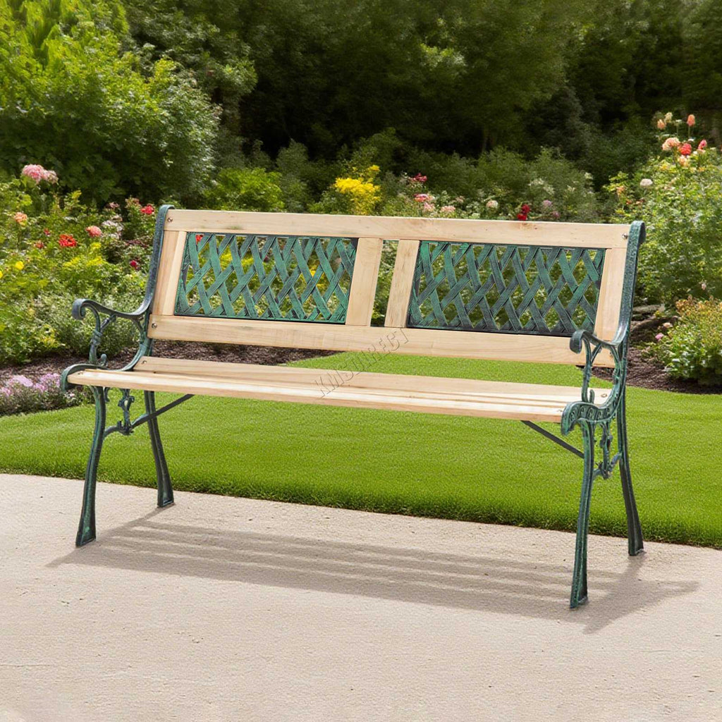 BIRCHTREE Garden Bench 3 Seater Cast Iron Legs