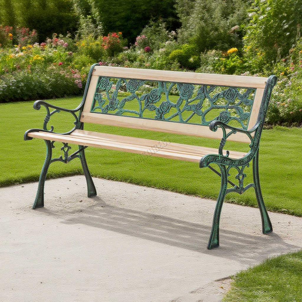 BIRCHTREE Garden Bench 3 Seater Cast Iron Legs