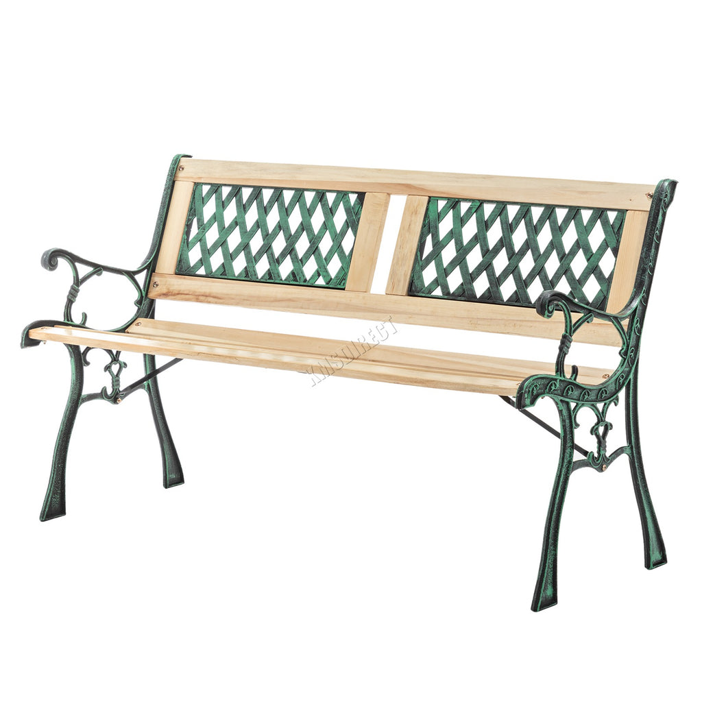 BIRCHTREE Garden Bench 3 Seater Cast Iron Legs